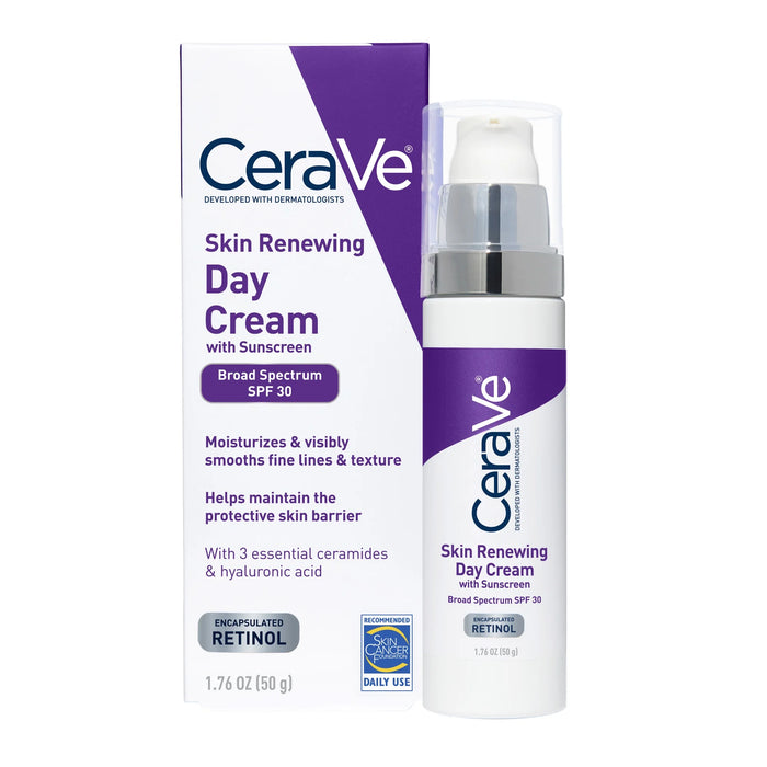 CeraVe Skin Renewing Anti Aging Retinol Cream, Face Moisturizer with SPF 30 1.7 fl oz