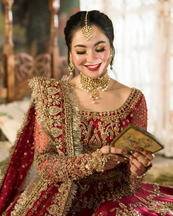 Embrace Elegance in Our Stunning Red Bridal Maxi